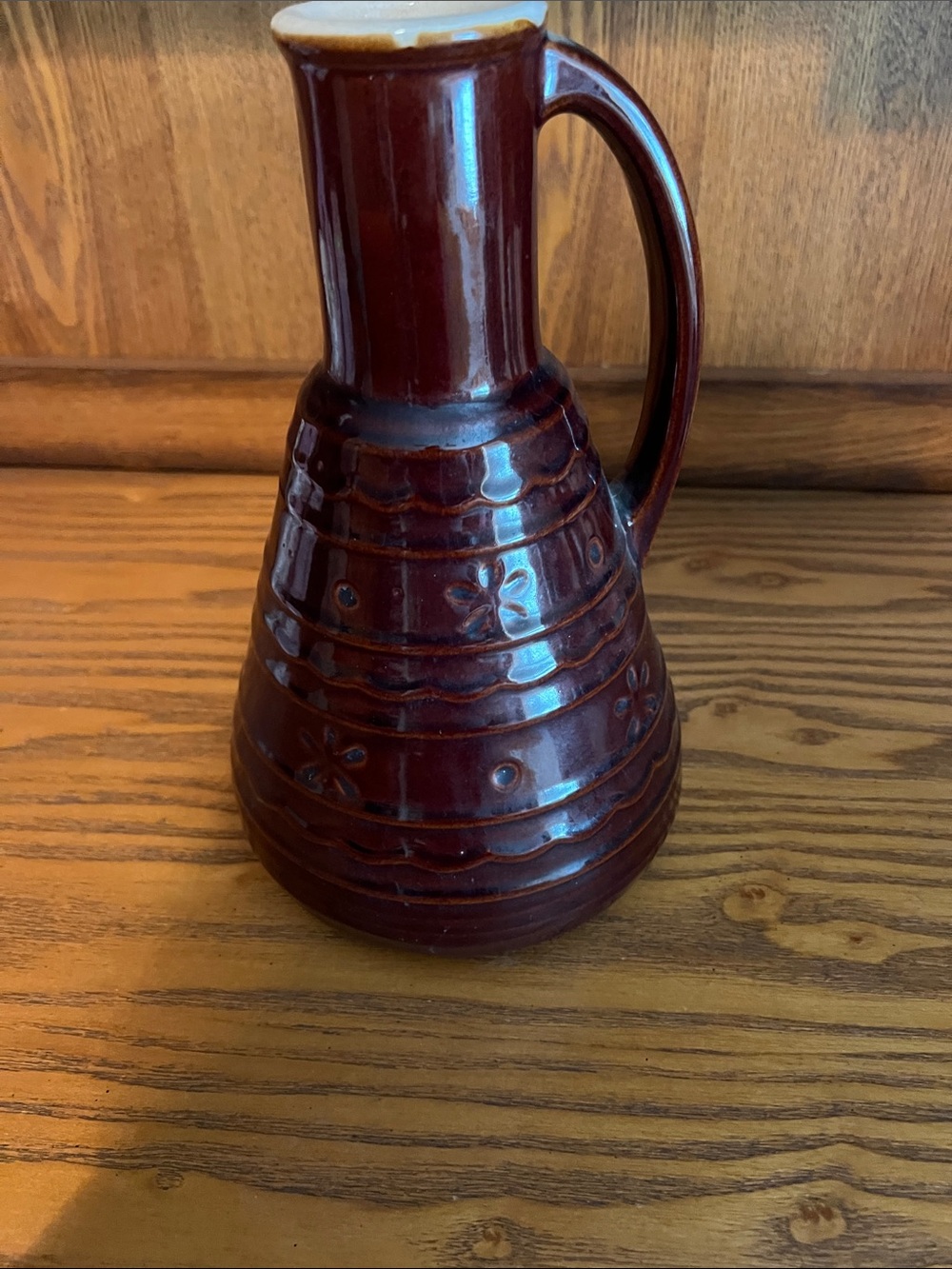 Shawnee Pottery Deep Burgundy Ceramic Pitcher Vase - daisys